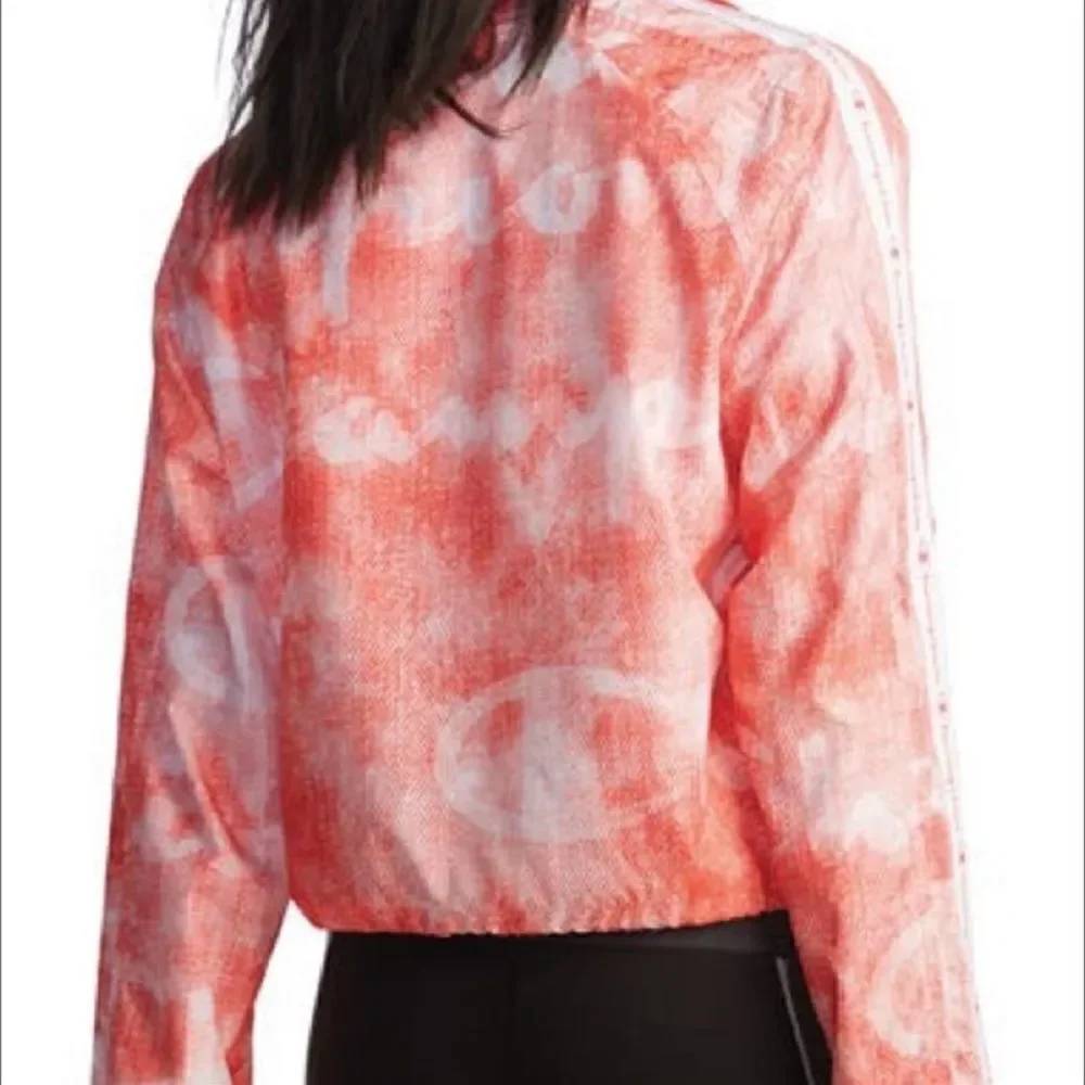 Champion Orange/Pink/White Zipper Tape Coach Cropped Jacket; SZ S; EUC